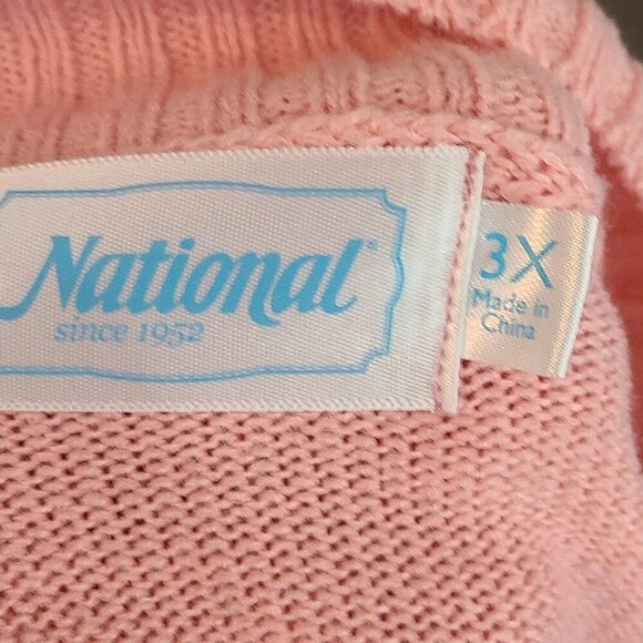 National Women's Long Sleeve Mock Neck Knit Pullover Sweater Pink Size 3X - Picture 6 of 7